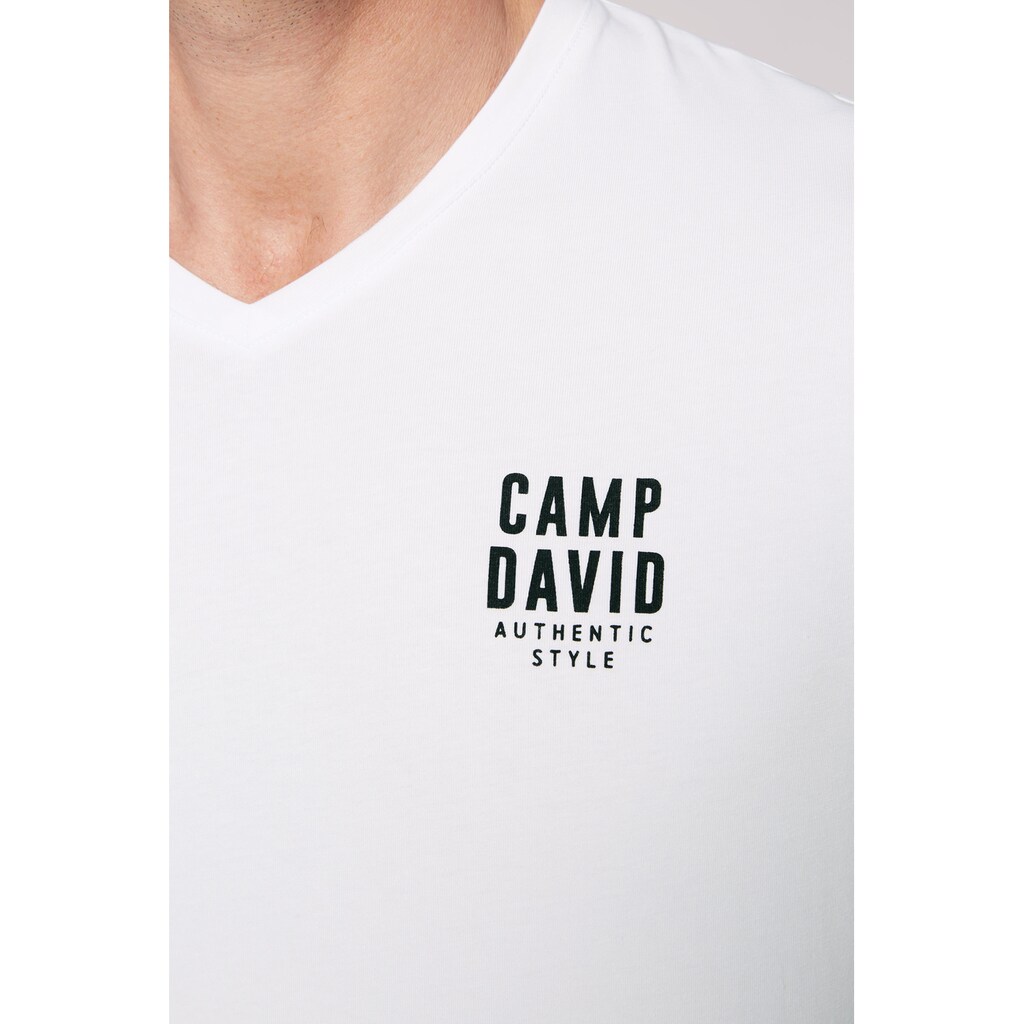 CAMP DAVID V-Shirt Mit Logo-Print Auf Der Brust ▷ Für