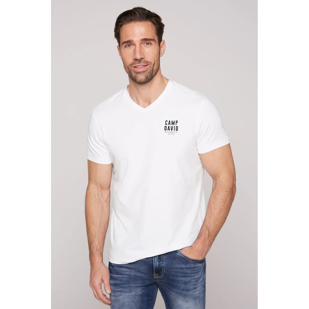 CAMP DAVID V-Shirt mit Logo-Print auf der Brust ▷ für