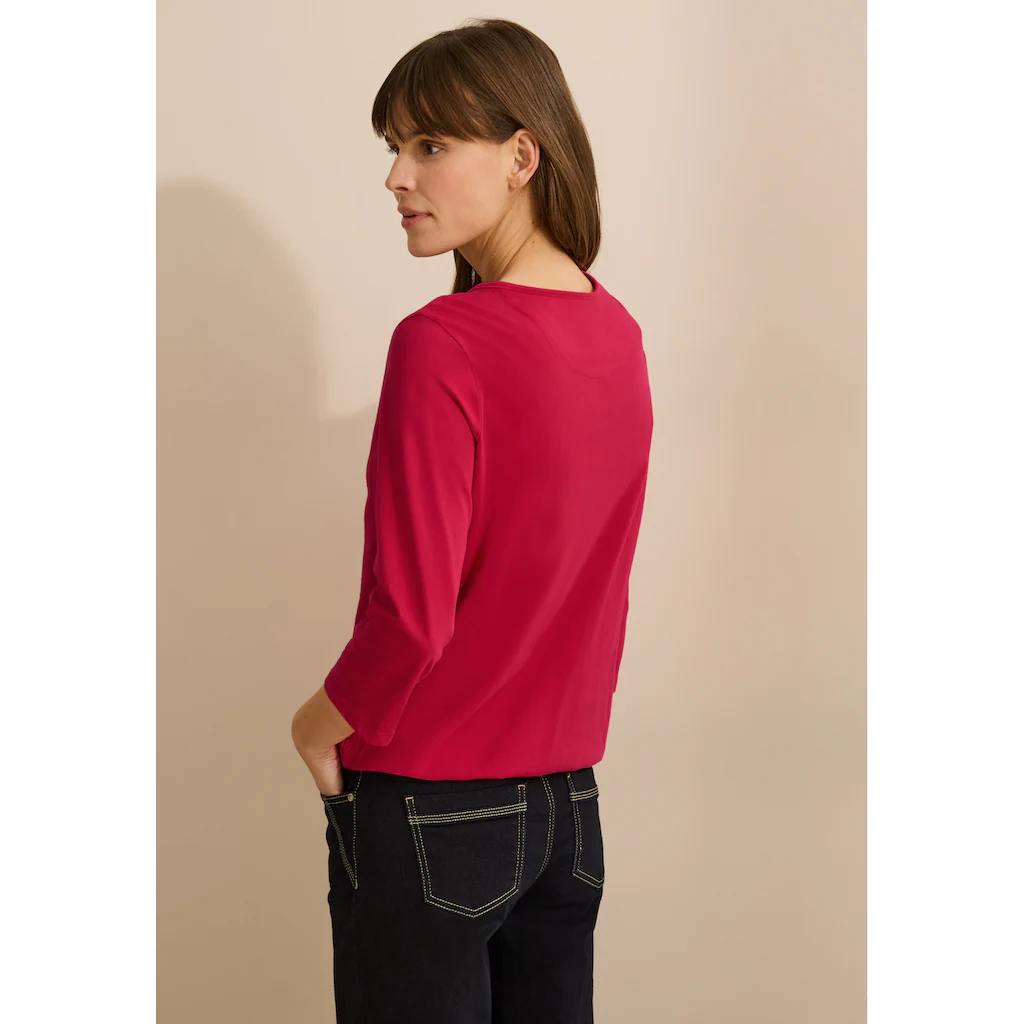 Cecil 3/4-Arm-Shirt Mit Geschlitztem Rundhalsausschnitt