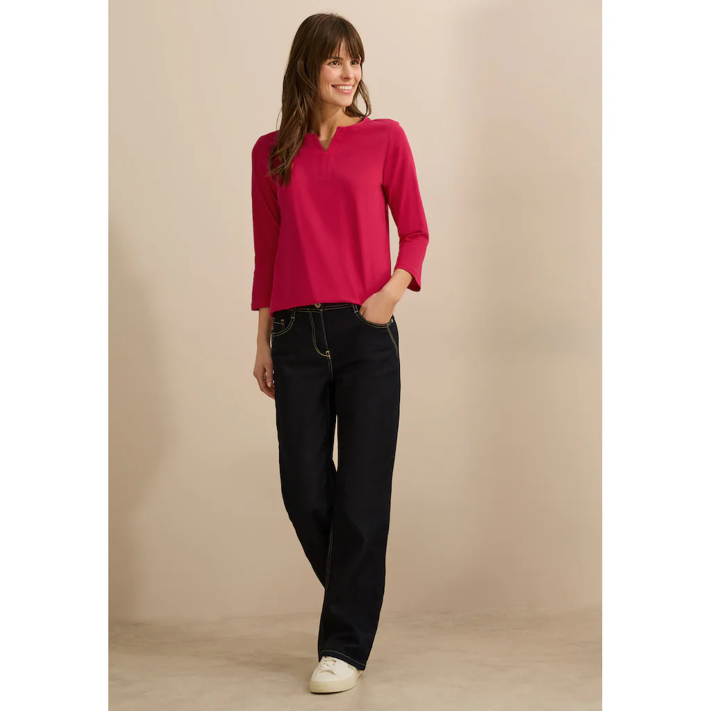 Cecil 3/4-Arm-Shirt Mit Geschlitztem Rundhalsausschnitt