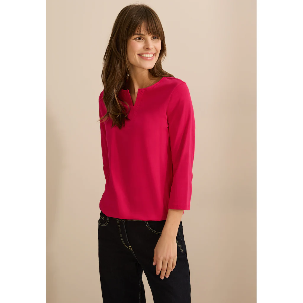 Cecil 3/4-Arm-Shirt mit geschlitztem Rundhalsausschnitt