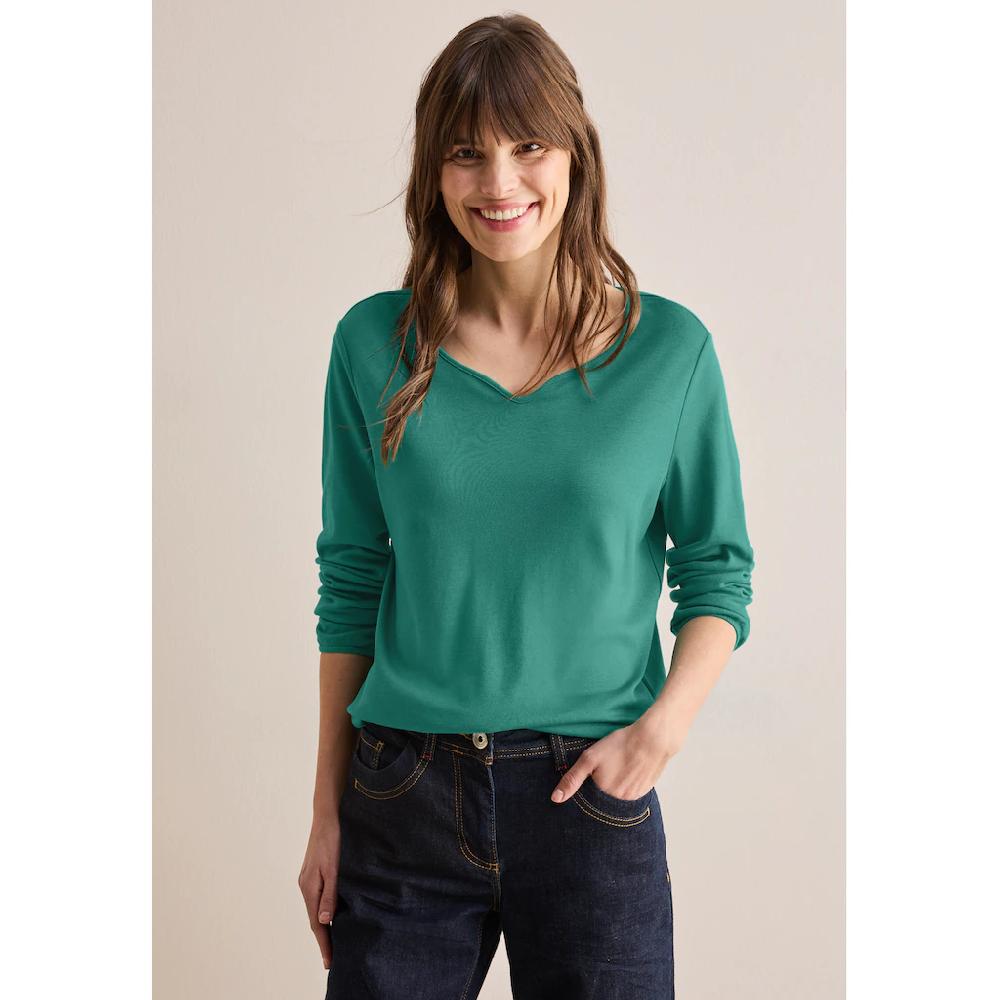 Cecil Langarmshirt Aus Softem Materialmix