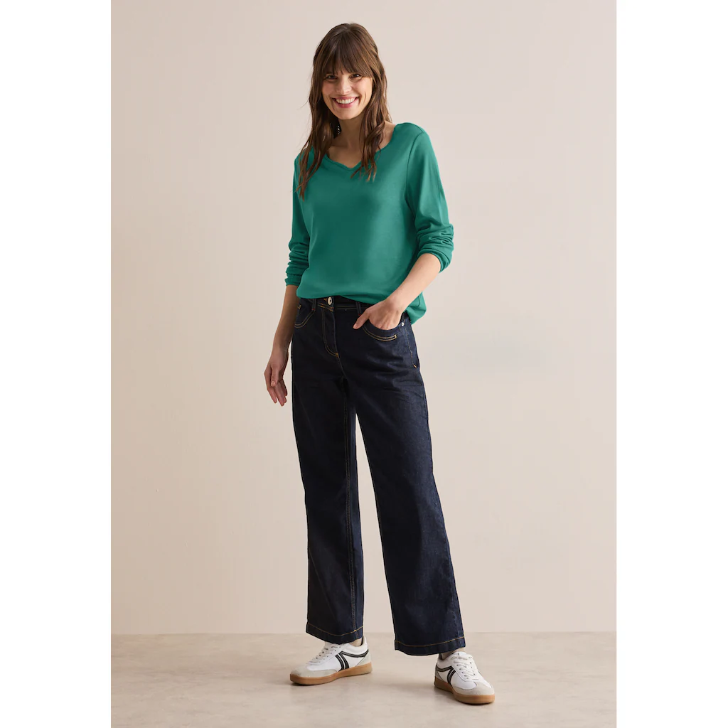 Cecil Langarmshirt Aus Softem Materialmix