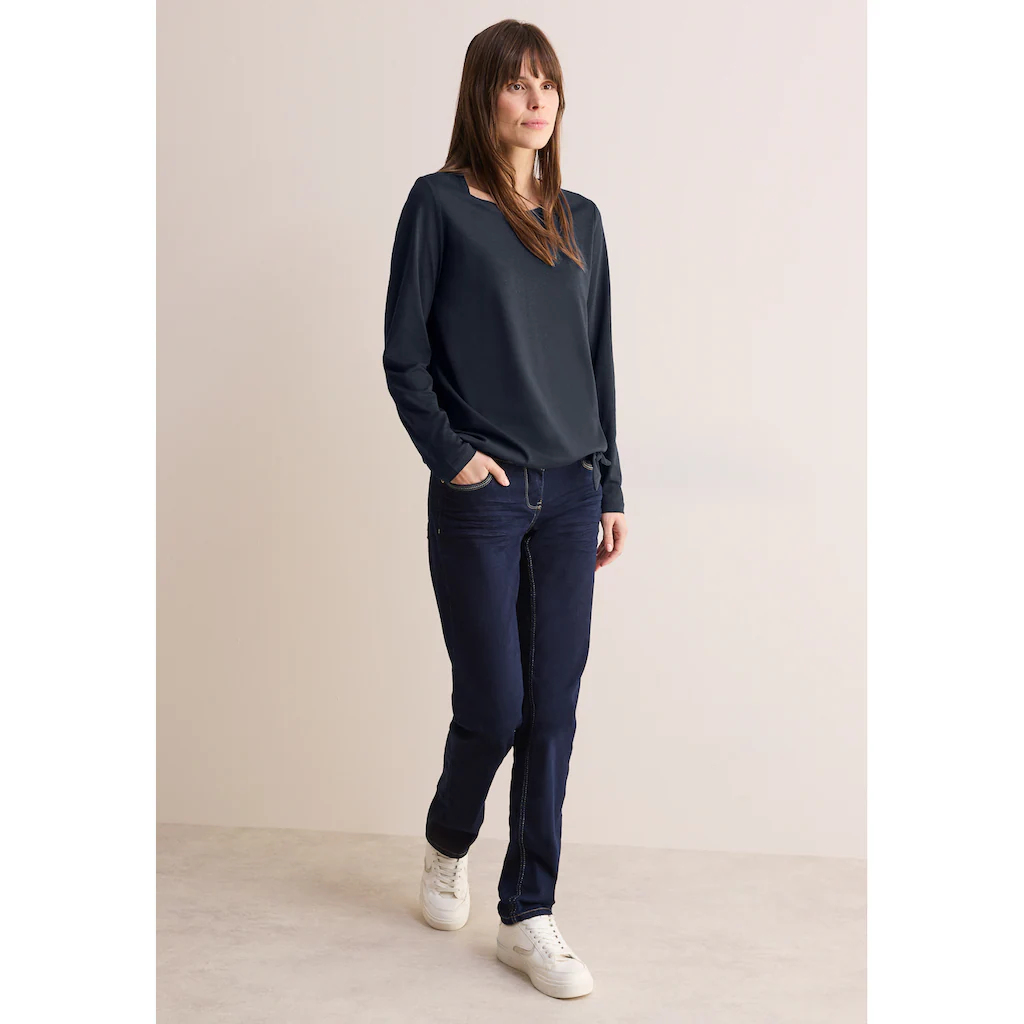 Cecil Langarmshirt Aus Softem Materialmix