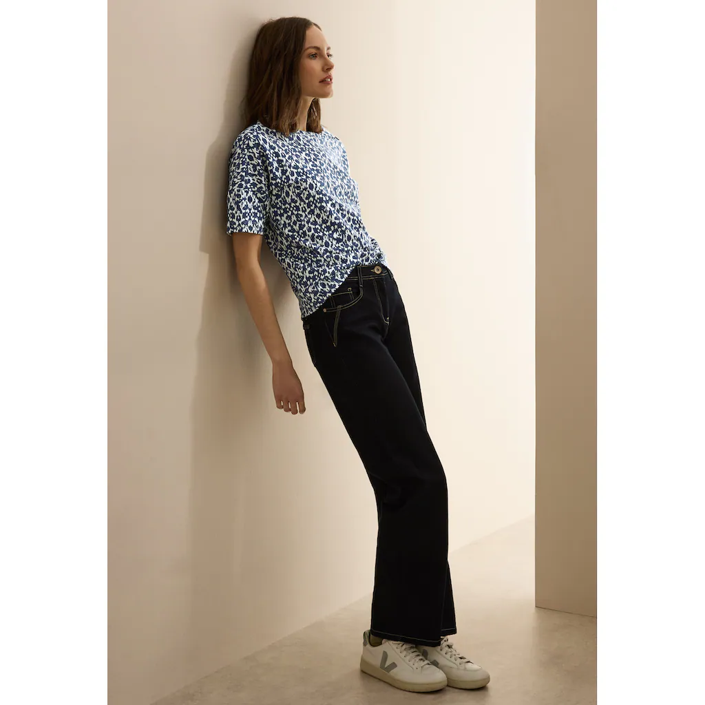 Cecil Print-Shirt Mit Minimalprint Und Knopfdetail