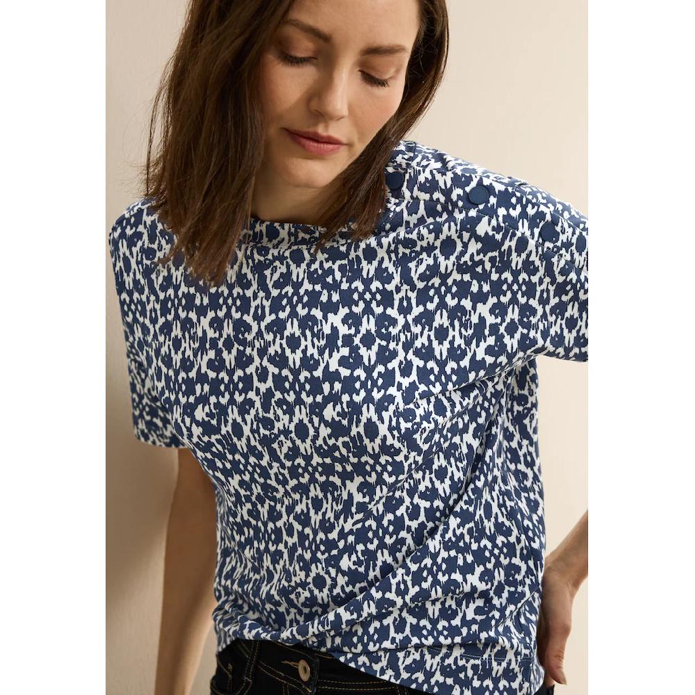 Cecil Print-Shirt mit Minimalprint und Knopfdetail
