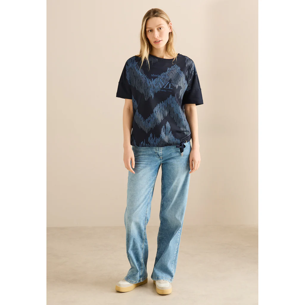 Cecil Print-Shirt Mit Tunnelzug Am Saum