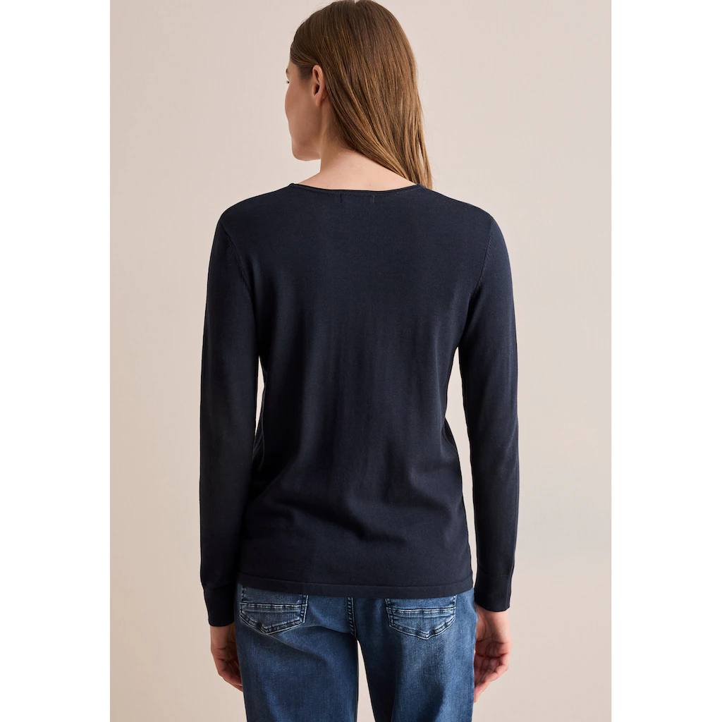 Cecil Strickpullover Mit Abgerundetem V-Ausschnitt