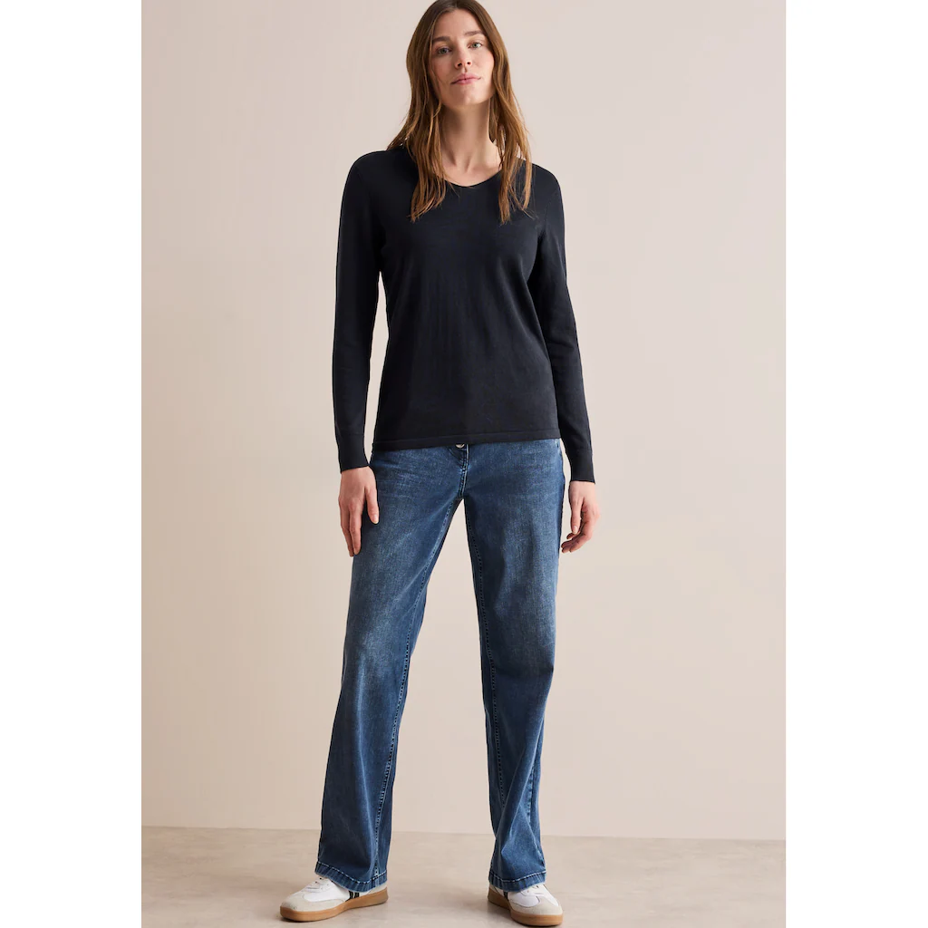 Cecil Strickpullover Mit Abgerundetem V-Ausschnitt