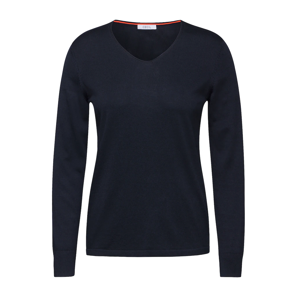 Cecil Strickpullover Mit Abgerundetem V-Ausschnitt