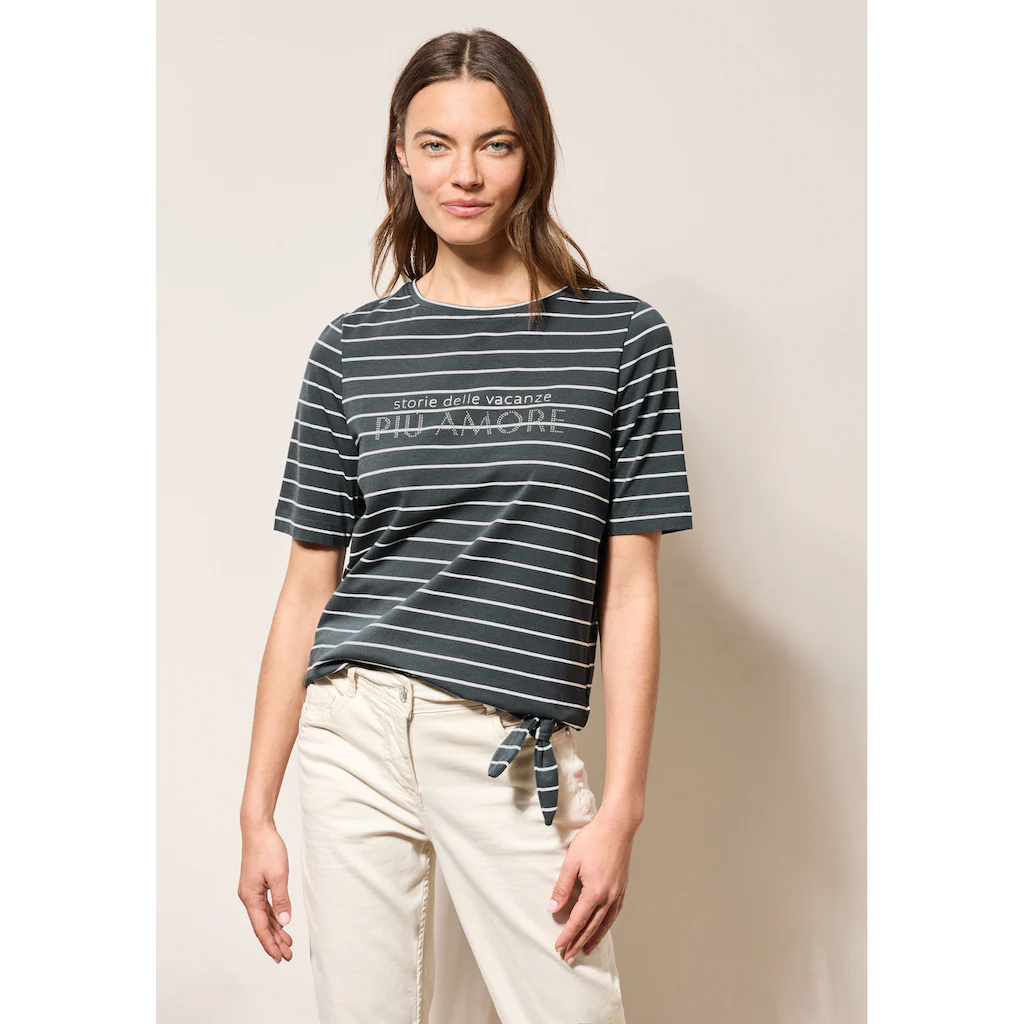 Cecil T-Shirt Elastiksaum mit Knotendetail