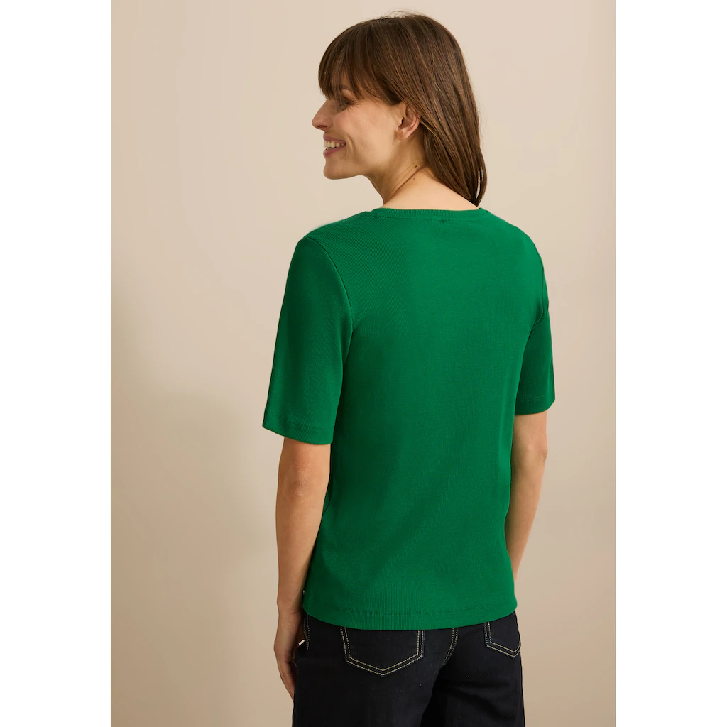 Cecil T-Shirt Mit Feiner Ripp Struktur