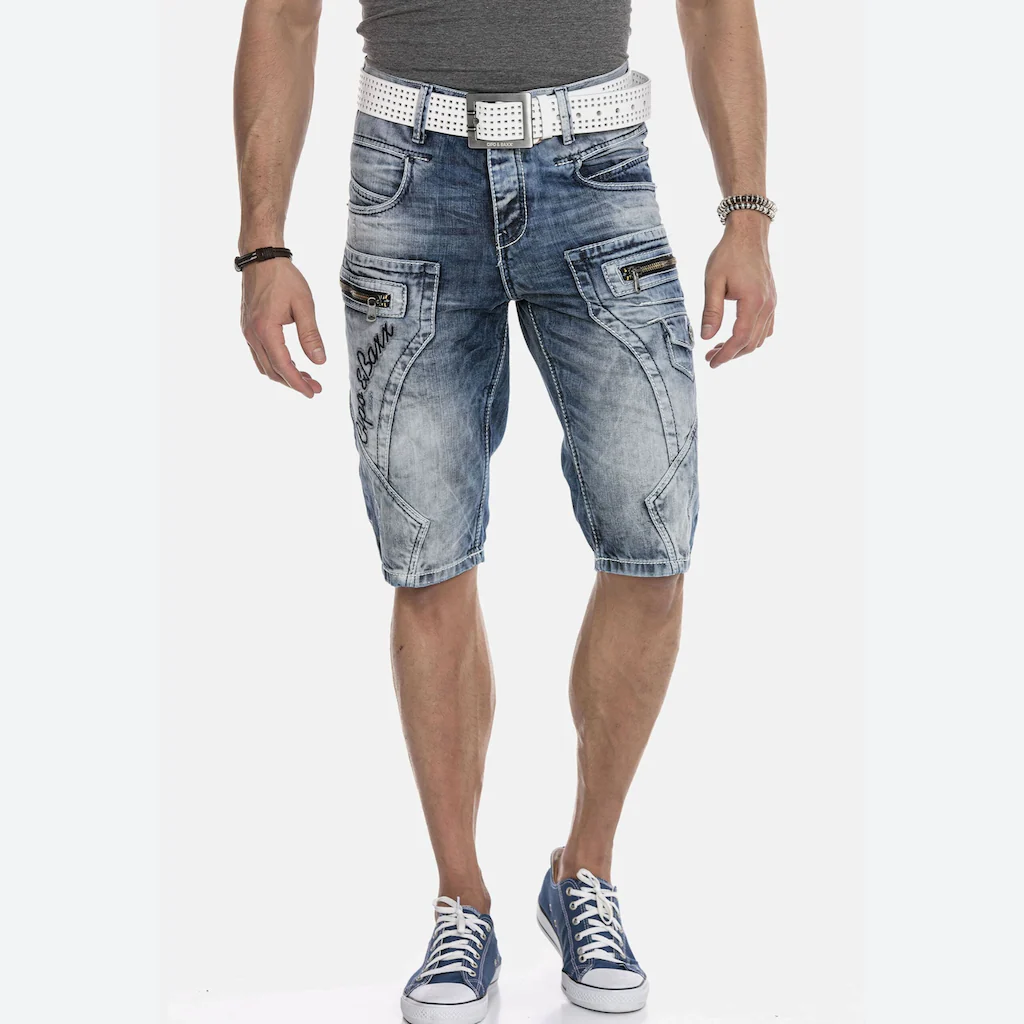 Cipo & Baxx Jeansbermudas »Bermuda & Short« Mit Applikationen Und Ziernähten CK101 ▷ Für
