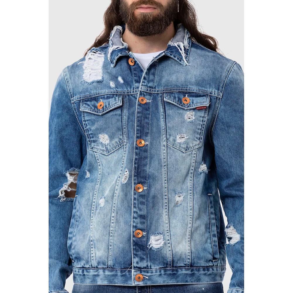 Cipo & Baxx Jeansjacke »Jacke« Ohne Kapuze Im Destroyed Look