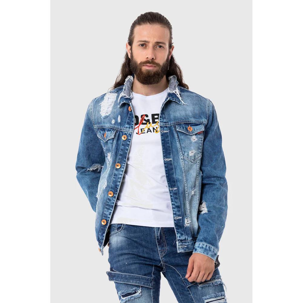 Cipo & Baxx Jeansjacke »Jacke« ohne Kapuze im destroyed Look