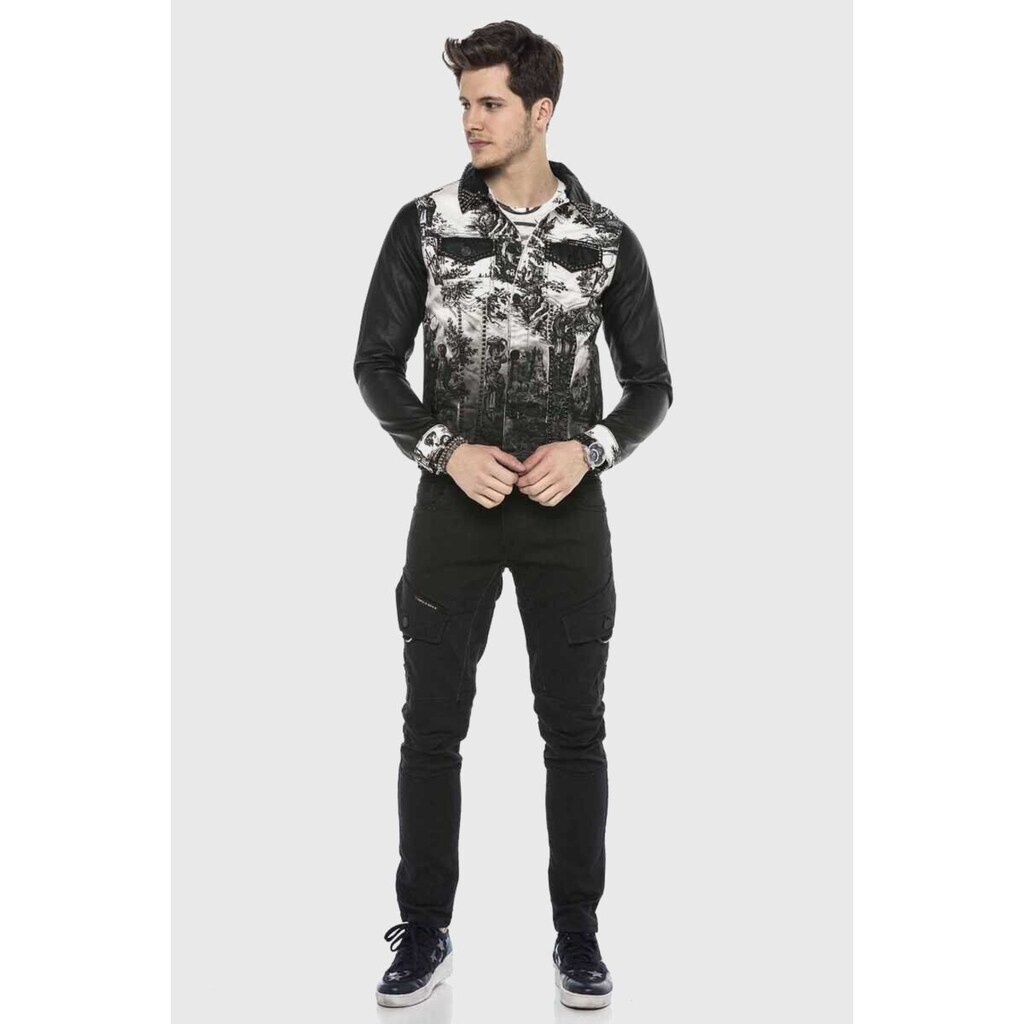 Cipo & Baxx Jeansjacke »Jacke« Ohne Kapuze Im Kontrast-Look