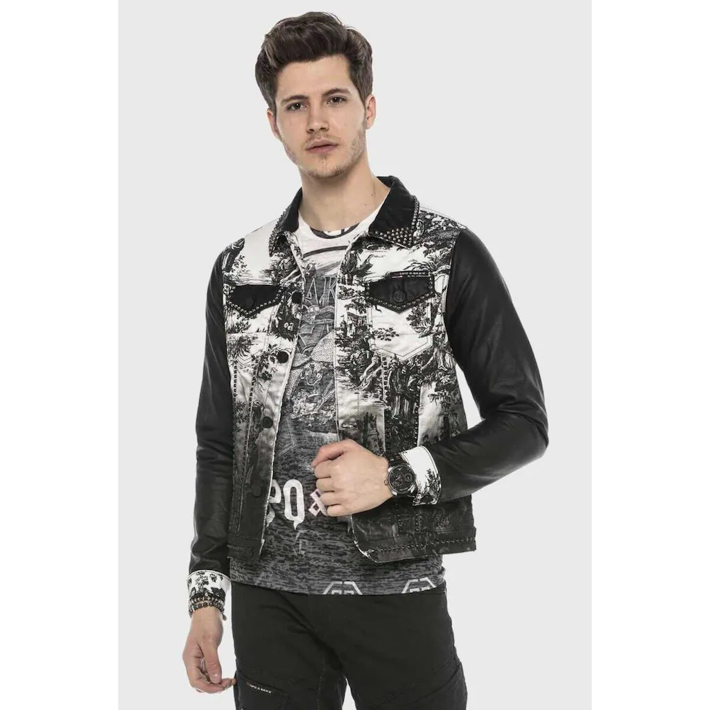 Cipo & Baxx Jeansjacke »Jacke« Ohne Kapuze Im Kontrast-Look