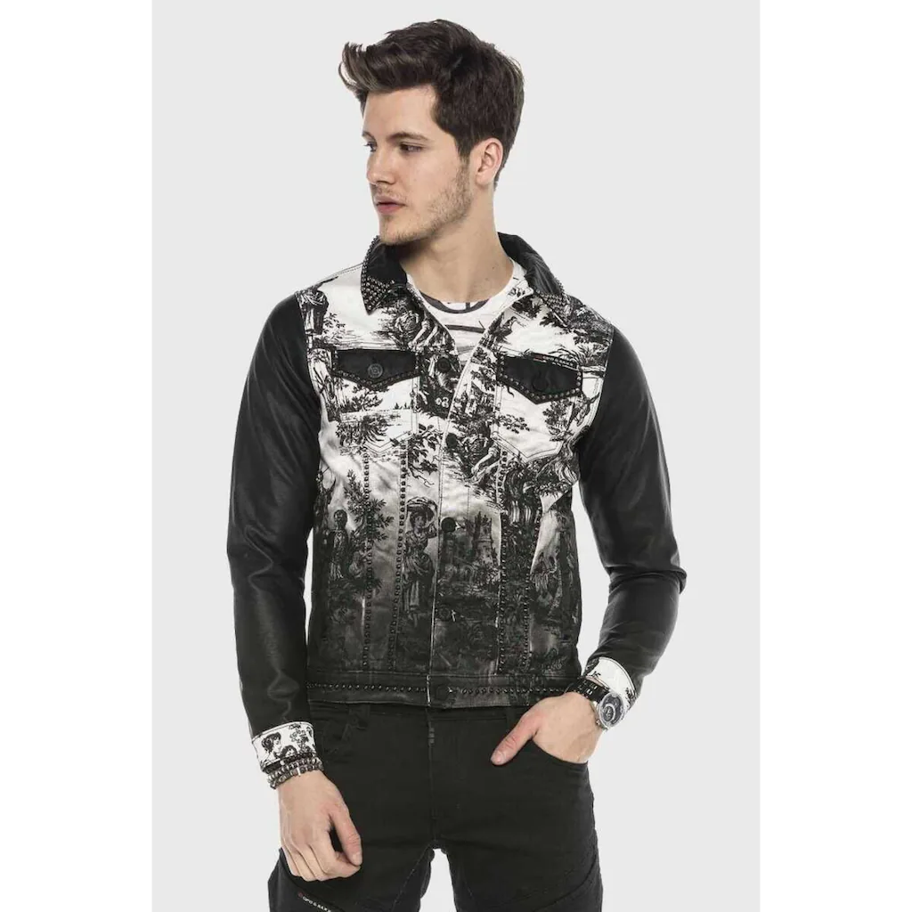 Cipo & Baxx Jeansjacke »Jacke« ohne Kapuze im Kontrast-Look