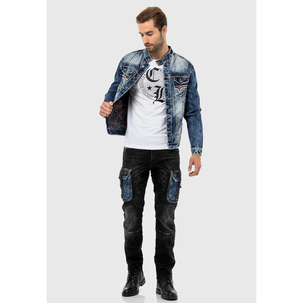 Cipo & Baxx Jeansjacke »Jacke« Ohne Kapuze Im Trendigen Design