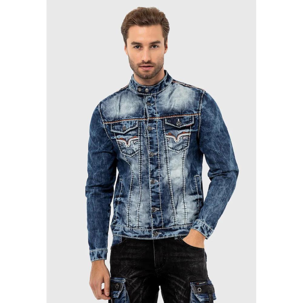 Cipo & Baxx Jeansjacke »Jacke« ohne Kapuze im trendigen Design
