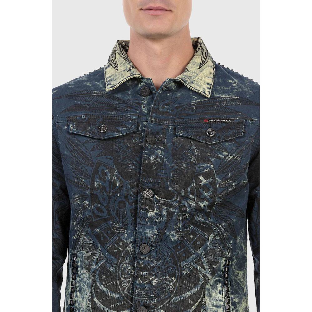 Cipo & Baxx Jeansjacke »Jacke« Ohne Kapuze Mit Allover-Print