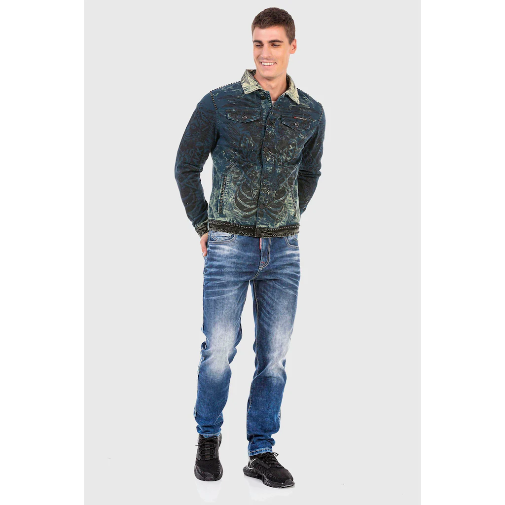 Cipo & Baxx Jeansjacke »Jacke« Ohne Kapuze Mit Allover-Print