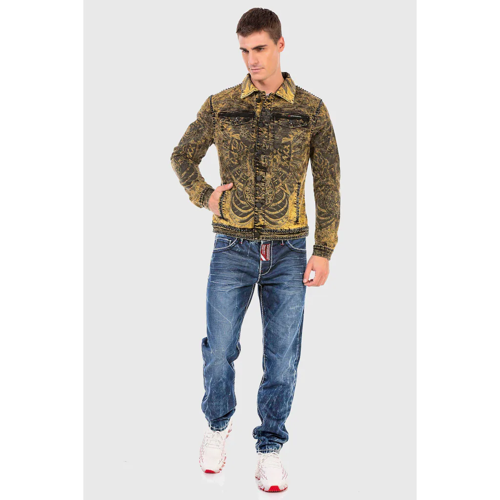 Cipo & Baxx Jeansjacke »'JEANS JACKET'« Ohne Kapuze Mit Coolem Alloverprint