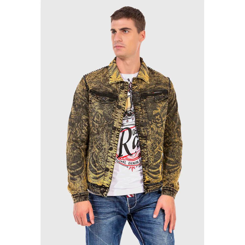 Cipo & Baxx Jeansjacke »'JEANS JACKET'« ohne Kapuze mit coolem Alloverprint