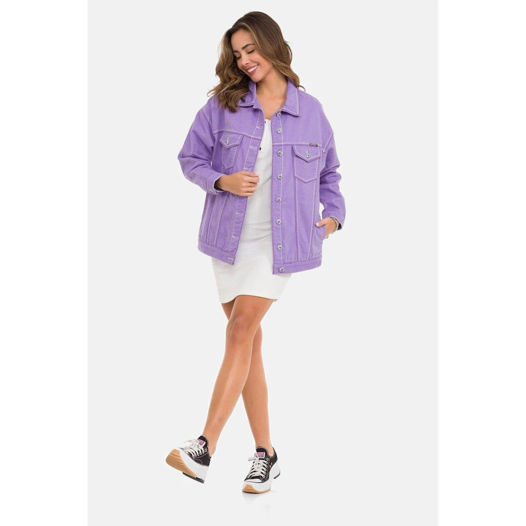 Cipo & Baxx Jeansjacke »Jeansjacke« Ohne Kapuze Mit Stylischen Auffälligen Elementen WJ211