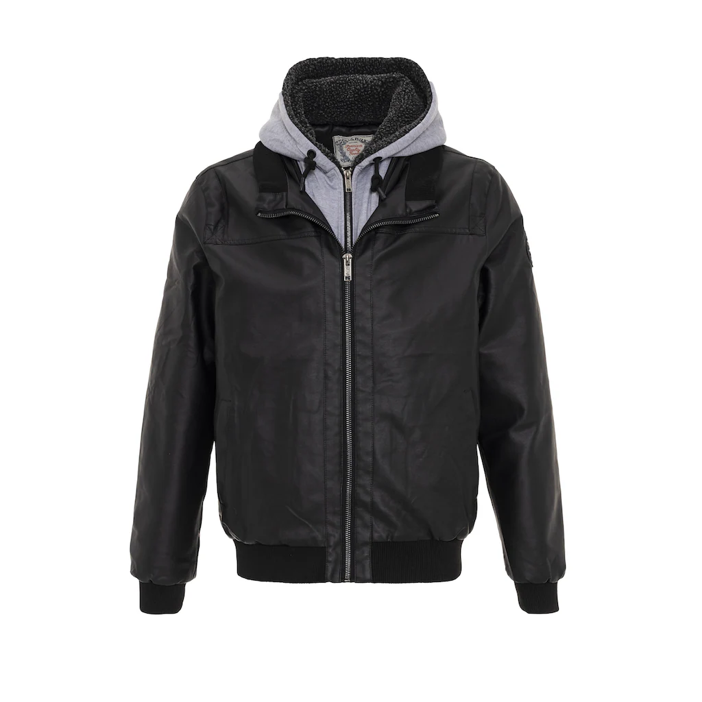 Cipo & Baxx Lederimitatjacke »Jacke« Mit Kapuze Mit Herausnehmbarer Innenjacke
