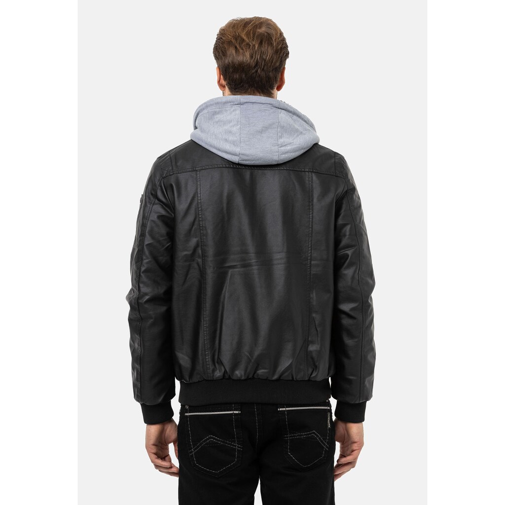 Cipo & Baxx Lederimitatjacke »Jacke« Mit Kapuze Mit Herausnehmbarer Innenjacke