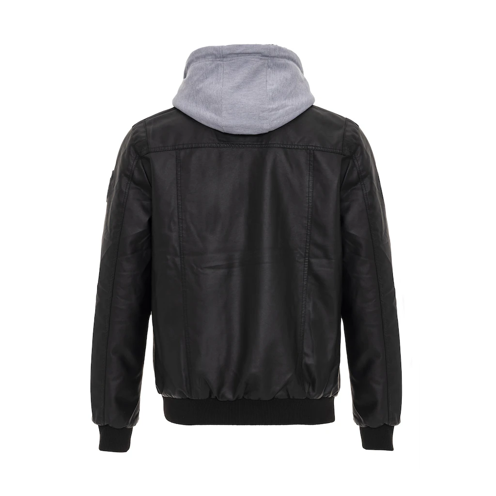 Cipo & Baxx Lederimitatjacke »Jacke« Mit Kapuze Mit Herausnehmbarer Innenjacke