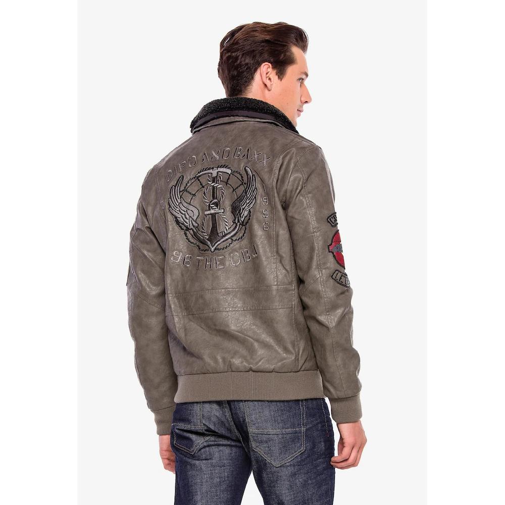 Cipo & Baxx Lederimitatjacke »Jacke« Ohne Kapuze Mit Coolen Patches