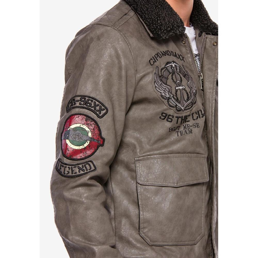 Cipo & Baxx Lederimitatjacke »Jacke« Ohne Kapuze Mit Coolen Patches