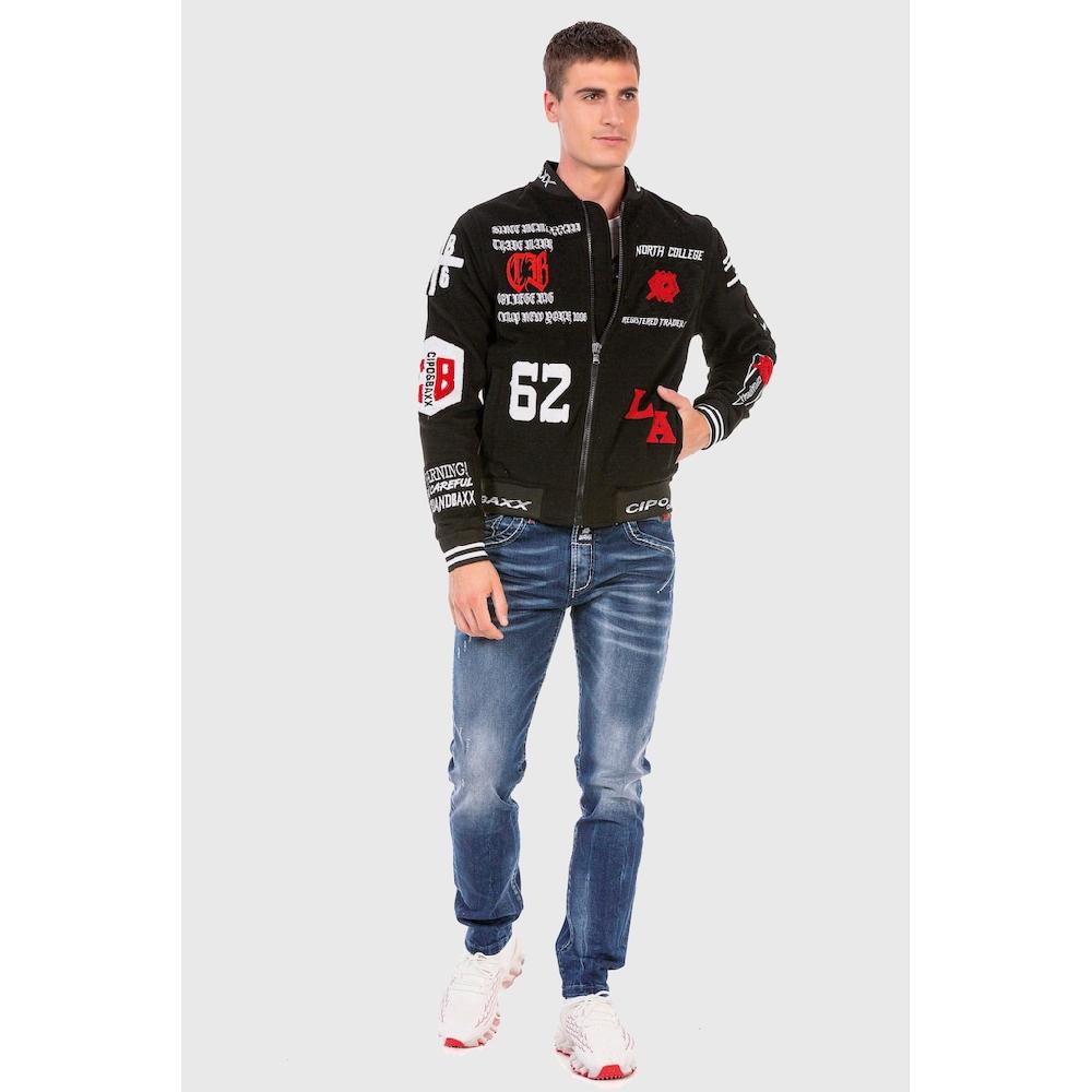 Cipo & Baxx Outdoorjacke »Jacke« Ohne Kapuze Mit Coolen Stickereien