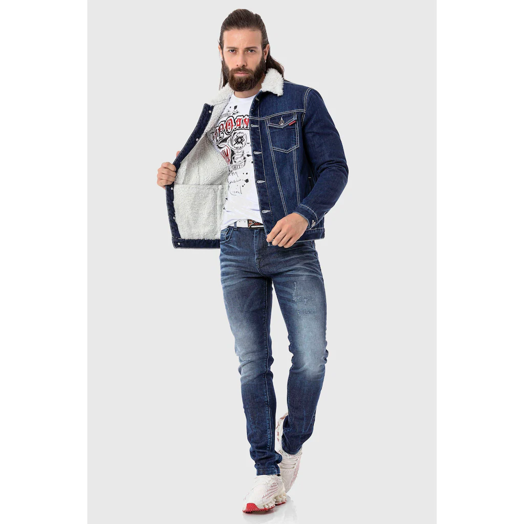 Cipo & Baxx Outdoorjacke »Jacke« Ohne Kapuze Mit Kunstpelz-Kragen