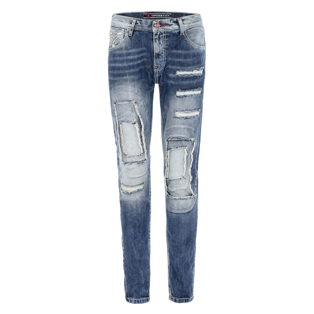 Cipo & Baxx Regular-fit-Jeans »DENIM« Bequeme Jeans Im Ausgefallenen Lagen-Design CD611 ▷ Kaufen
