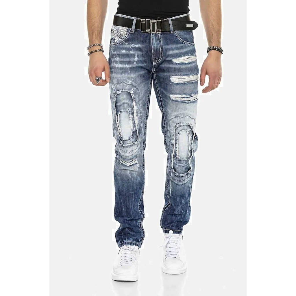 Cipo & Baxx Regular-fit-Jeans »DENIM« bequeme Jeans im ausgefallenen Lagen-Design CD611 ▷ kaufen