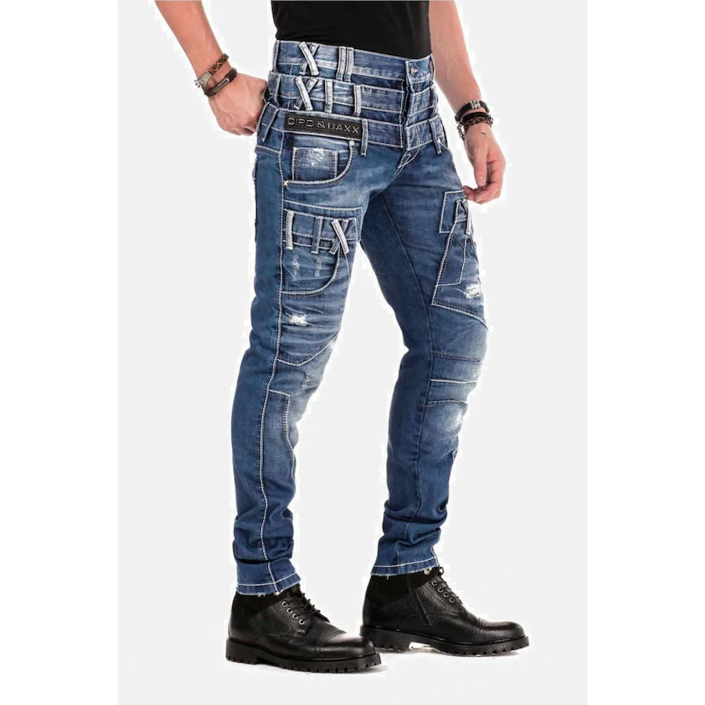 Cipo & Baxx Röhrenjeans »Jeans« Mit Dreifachbund In Straight Fit CD-466 ▷ Bestellen