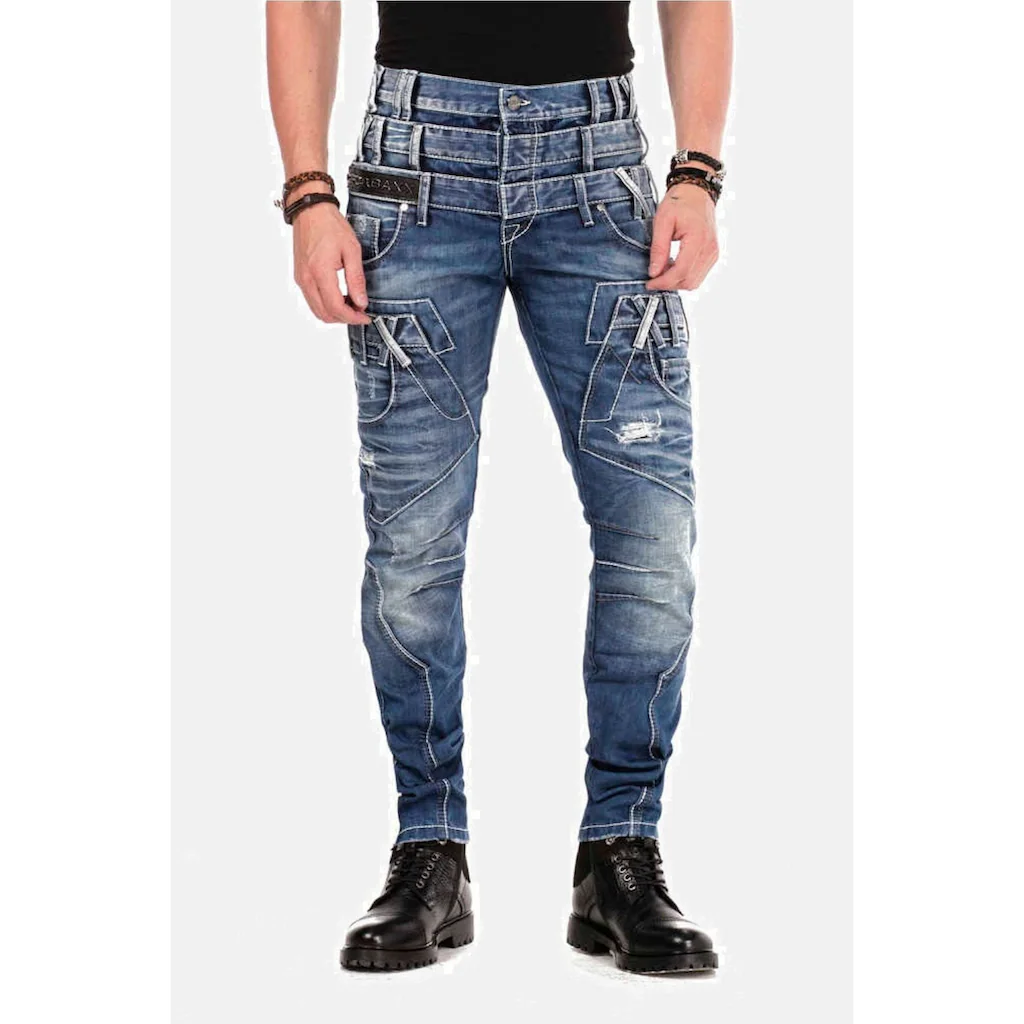 Cipo & Baxx Röhrenjeans »Jeans« mit Dreifachbund in Straight Fit CD-466 ▷ bestellen