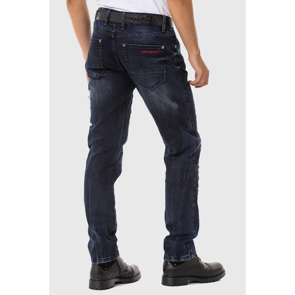 Cipo & Baxx Slim-fit-Jeans »Jeans« Mit Farbigen Ziernähten