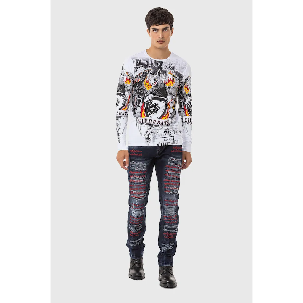 Cipo & Baxx Slim-fit-Jeans »Jeans« Mit Farbigen Ziernähten