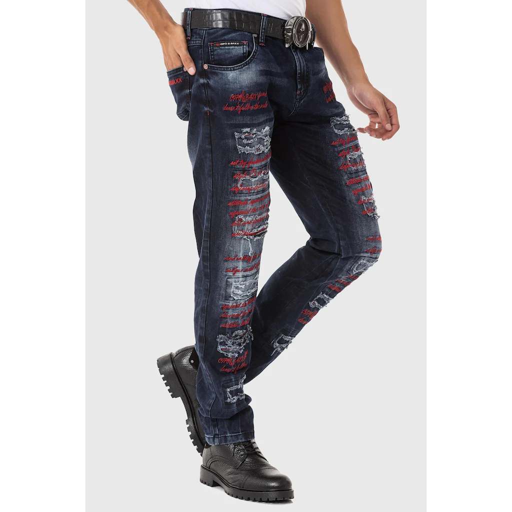 Cipo & Baxx Slim-fit-Jeans »Jeans« Mit Farbigen Ziernähten