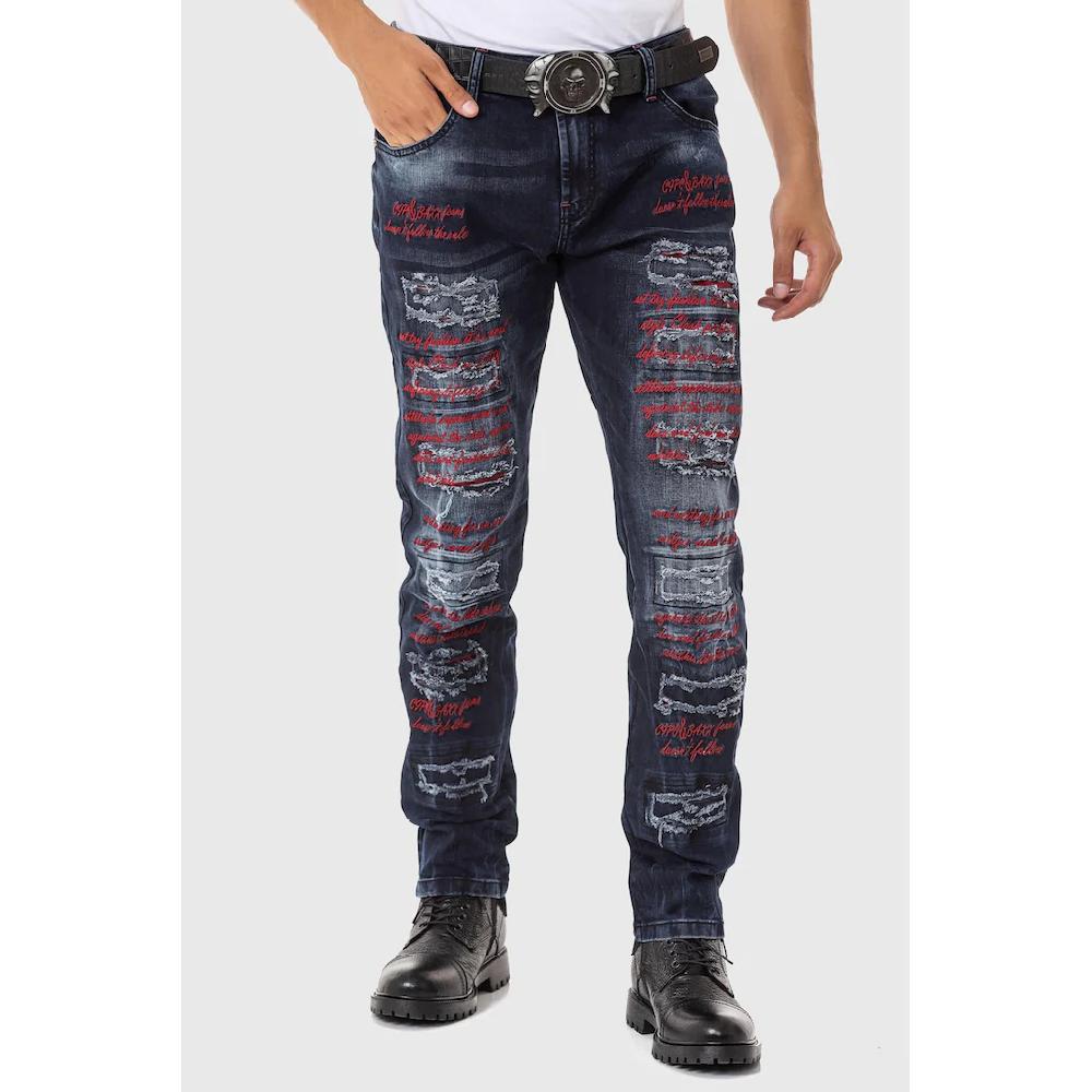 Cipo & Baxx Slim-fit-Jeans »Jeans« mit farbigen Ziernähten