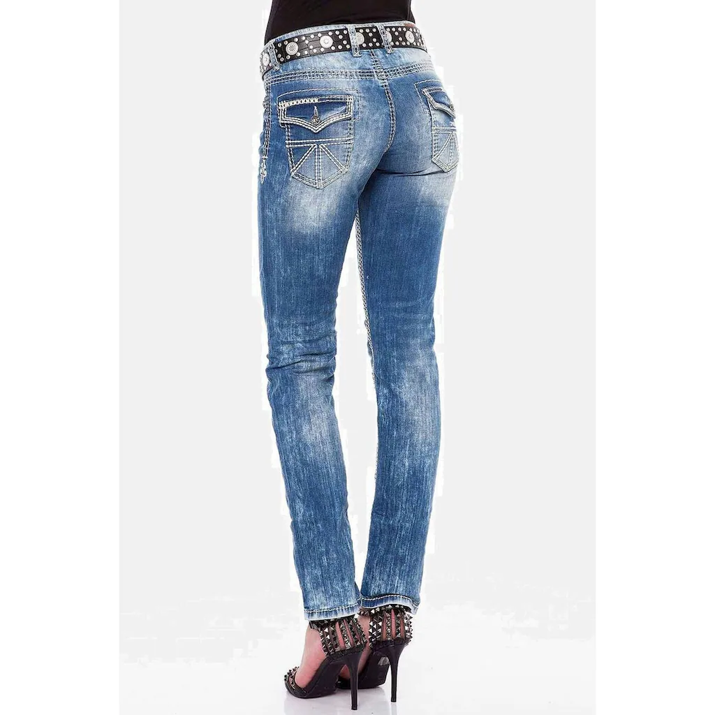 Cipo & Baxx Slim-fit-Jeans »Jeans« Mit Weißen Nähten WD201