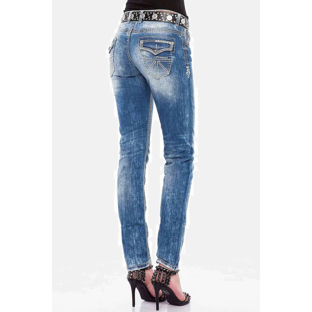 Cipo & Baxx Slim-fit-Jeans »Jeans« Mit Weißen Nähten WD201
