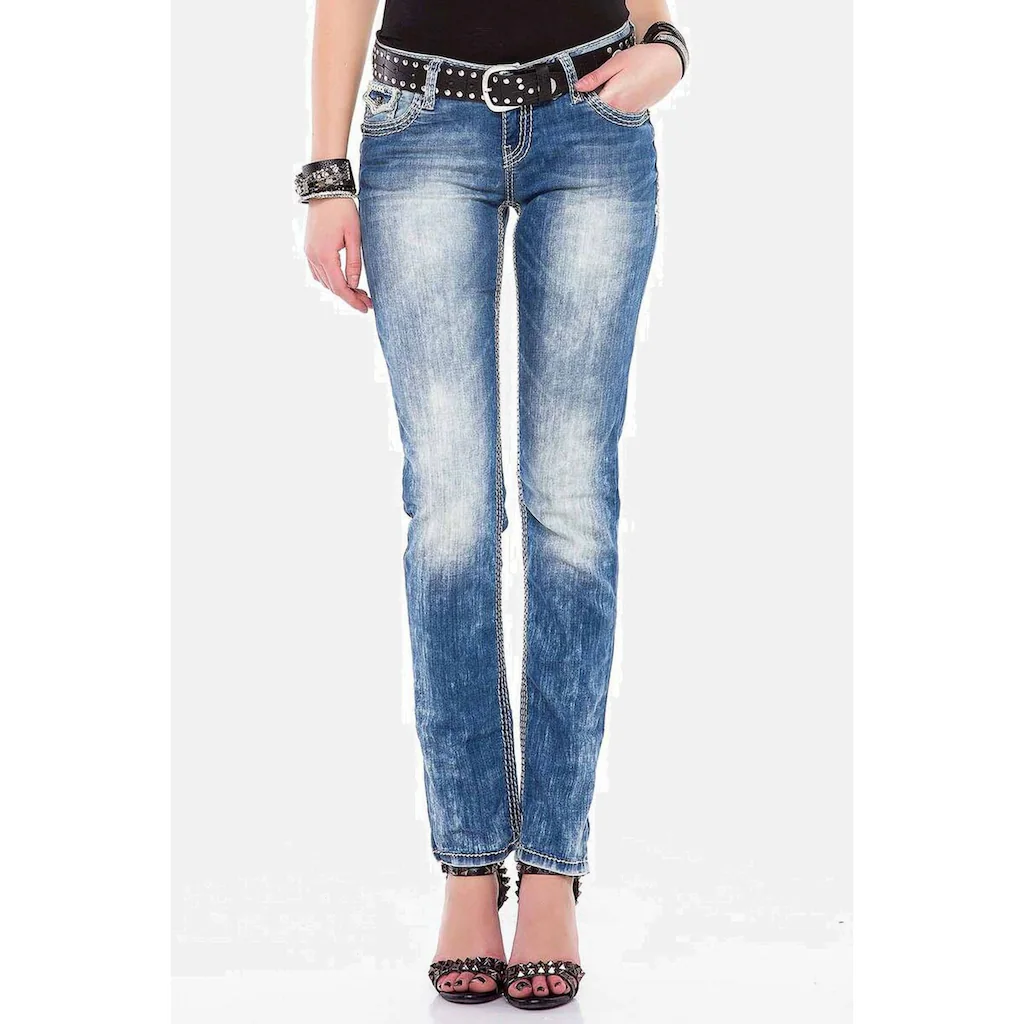 Cipo & Baxx Slim-fit-Jeans »Jeans« mit weißen Nähten WD201