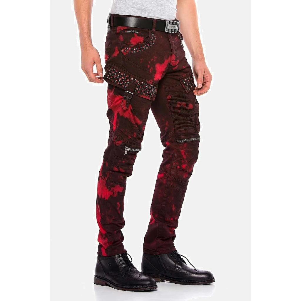 Cipo & Baxx Straight-Jeans »Jeans« mit Biker- und Punk-Elementen CD558 ▷ für