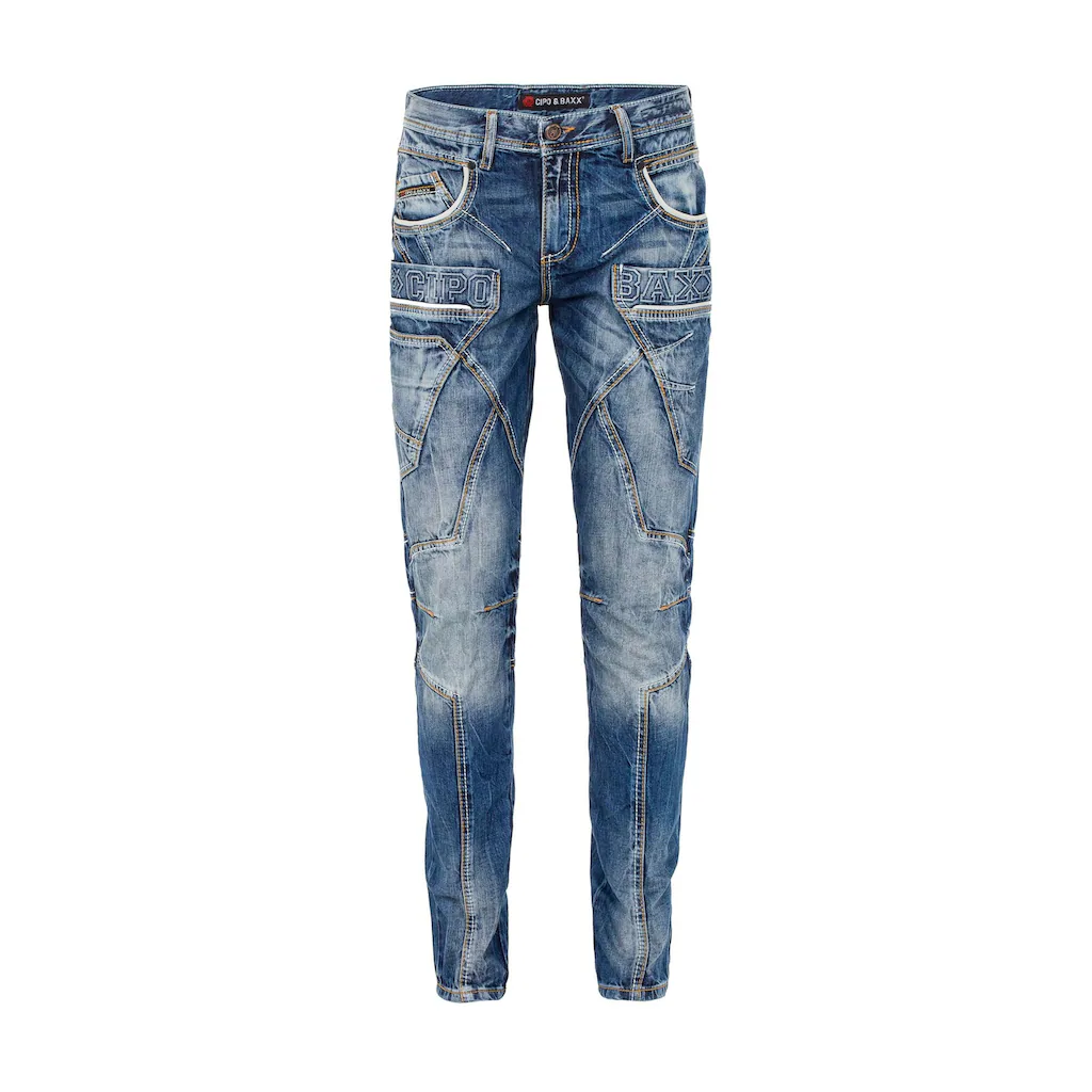 Cipo & Baxx Tapered-fit-Jeans »Jeans« Mit Kontrastnähten Und Seitentaschen CD-391 ▷ Bestellen