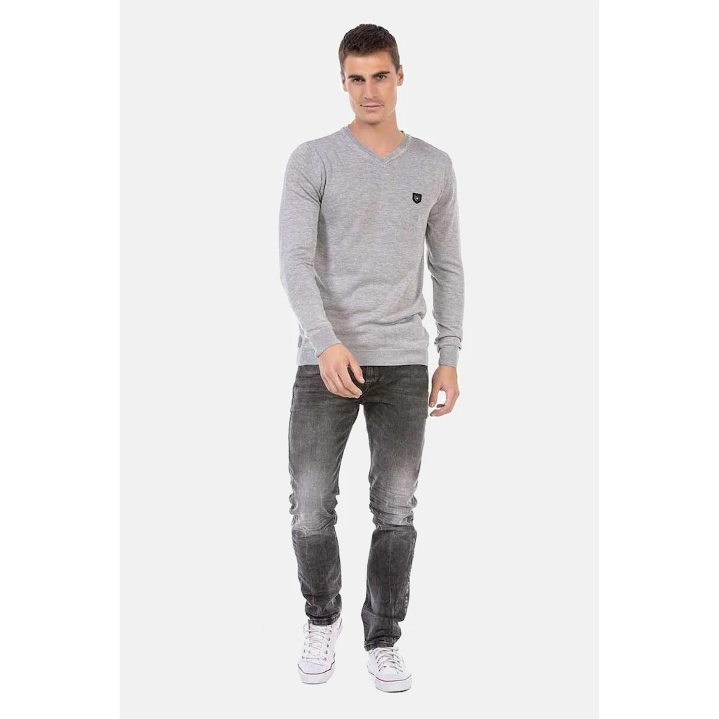 Cipo & Baxx V-Ausschnitt-Pullover »Pullover« Mit V-Ausschnitt CP242 ▷ Kaufen